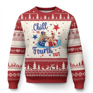 Funny Doll Face Meme 4th Of July Ugly Christmas Sweater Chill The Fourth Out TS12 Beige Red Print Your Wear