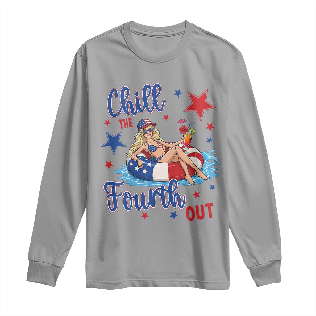 Funny Doll Face Meme 4th Of July Long Sleeve Shirt Chill The Fourth Out TS12 Sport Gray Print Your Wear