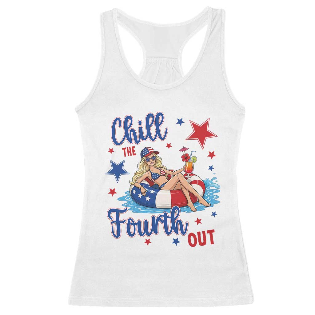 Funny Doll Face Meme 4th Of July Racerback Tank Top Chill The Fourth Out TS12 White Print Your Wear