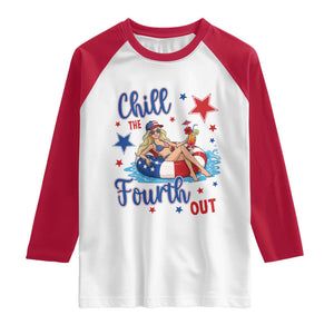 Funny Doll Face Meme 4th Of July Raglan Shirt Chill The Fourth Out TS12 White Red Print Your Wear