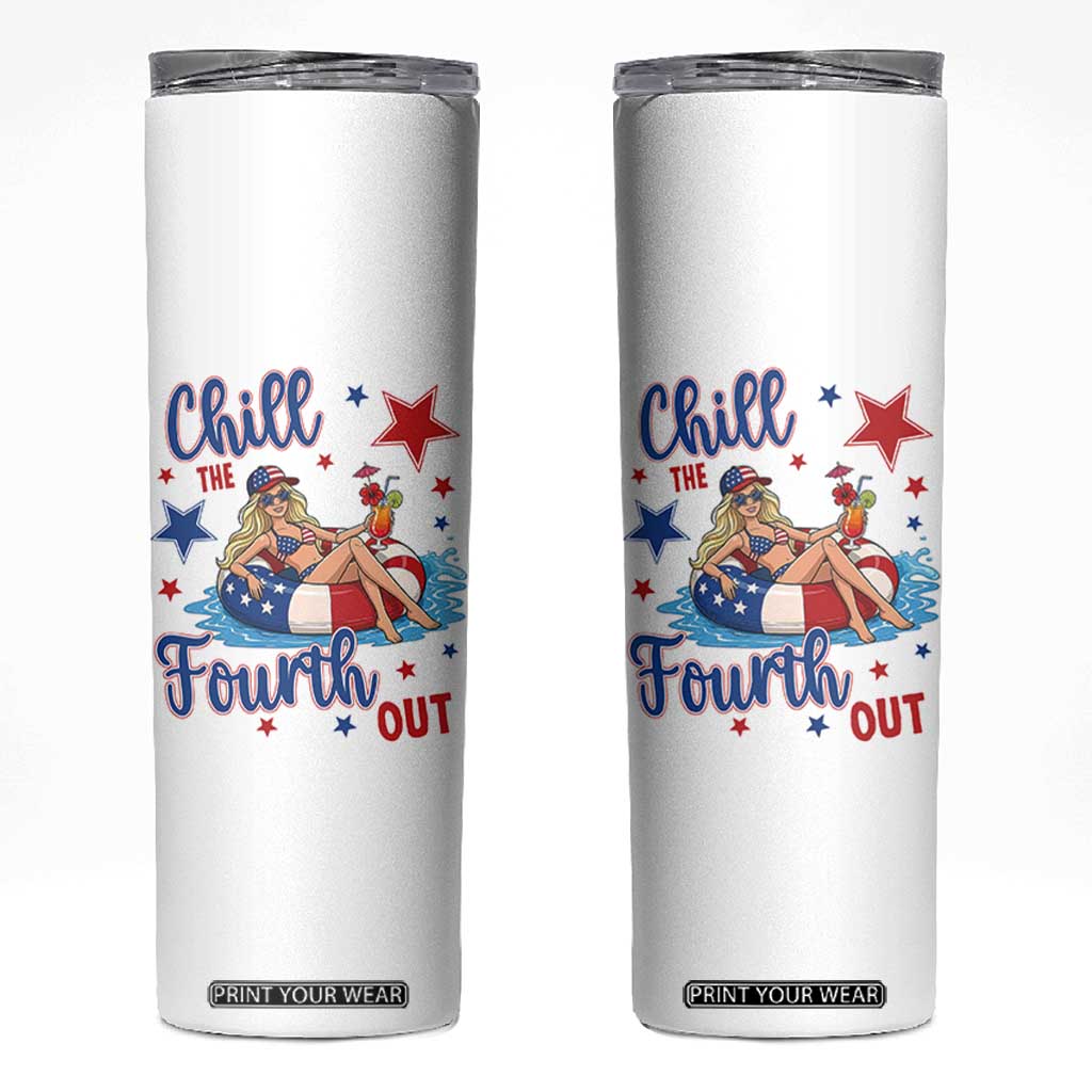Funny Doll Face Meme 4th Of July Skinny Tumbler Chill The Fourth Out TS12 White Print Your Wear