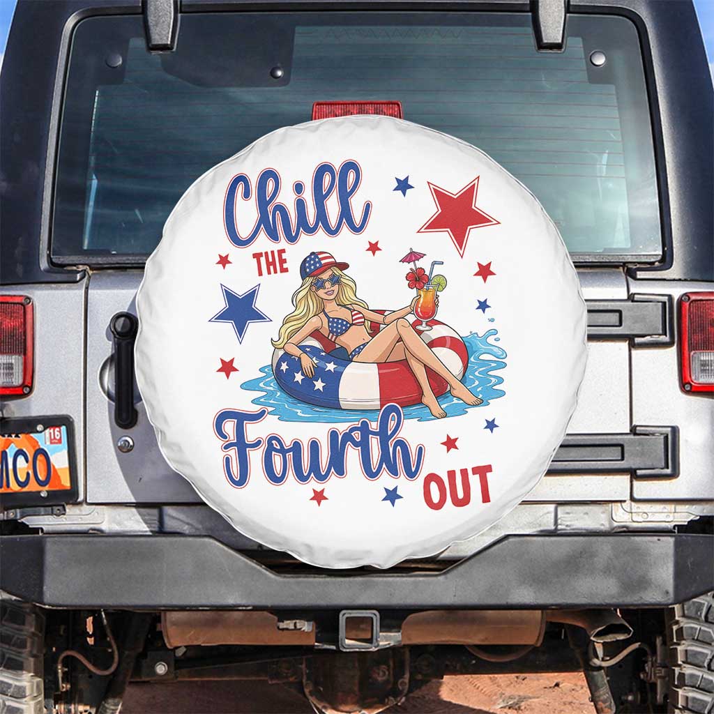 Funny Doll Face Meme 4th Of July Spare Tire Cover Chill The Fourth Out TS12 No hole White Print Your Wear