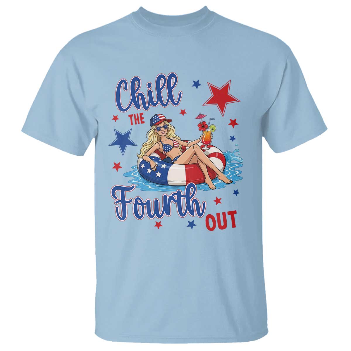 Funny Doll Face Meme 4th Of July T Shirt Chill The Fourth Out TS12 Light Blue Print Your Wear