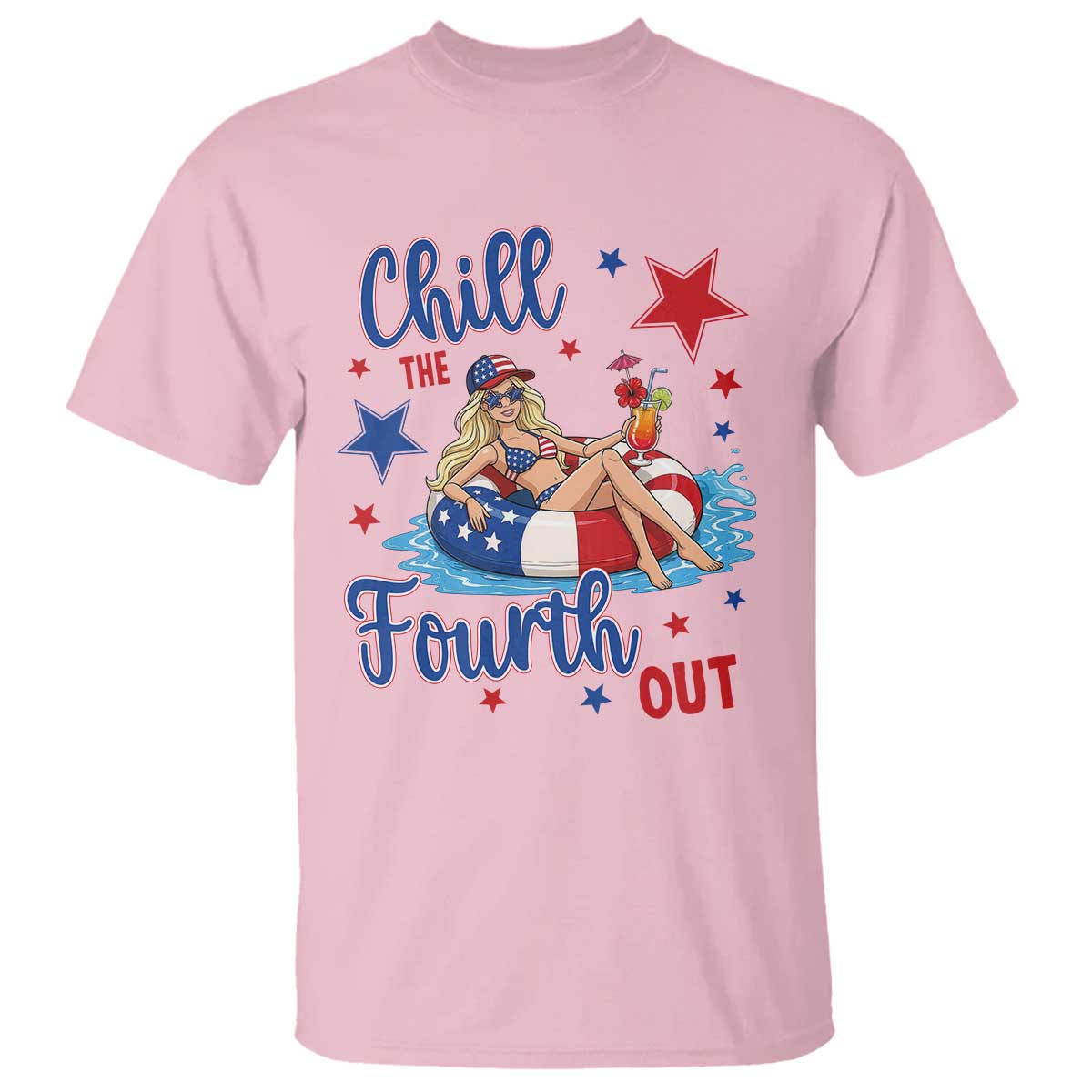 Funny Doll Face Meme 4th Of July T Shirt Chill The Fourth Out TS12 Light Pink Print Your Wear