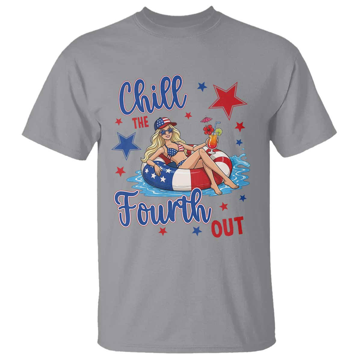 Funny Doll Face Meme 4th Of July T Shirt Chill The Fourth Out TS12 Sport Gray Print Your Wear
