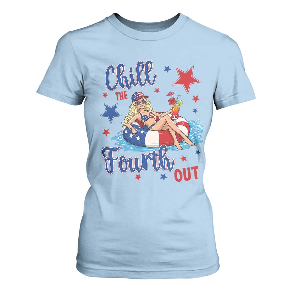 Funny Doll Face Meme 4th Of July T Shirt For Women Chill The Fourth Out TS12 Light Blue Print Your Wear