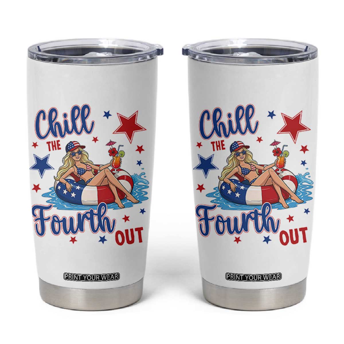 Funny Doll Face Meme 4th Of July Tumbler Cup Chill The Fourth Out TS12 White Print Your Wear