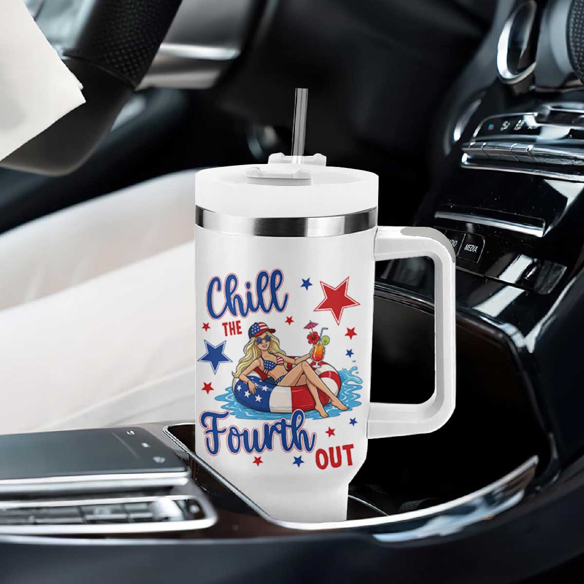 Funny Doll Face Meme 4th Of July Tumbler With Handle Chill The Fourth Out TS12 Print Your Wear
