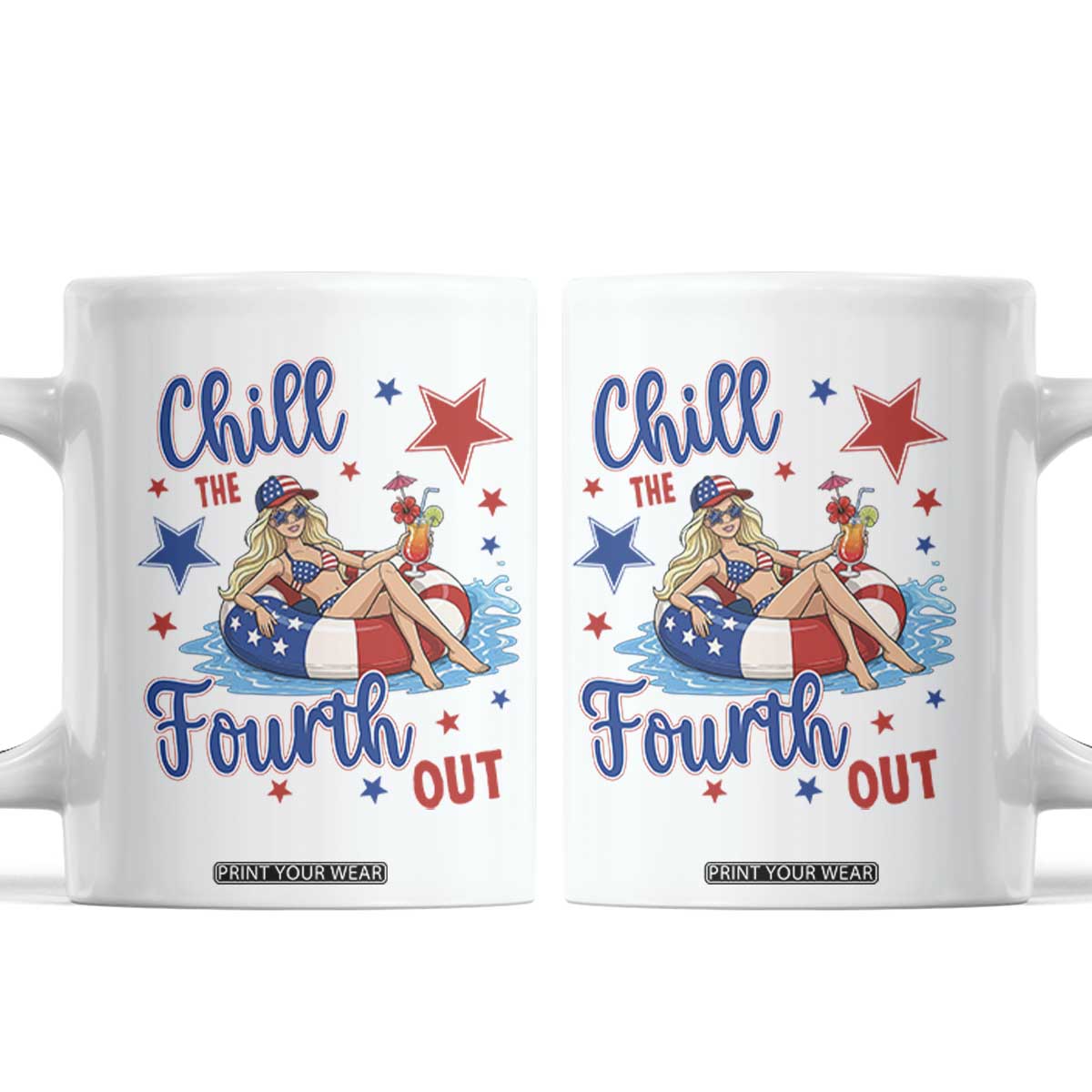 Funny Doll Face Meme 4th Of July Coffee Mug Chill The Fourth Out