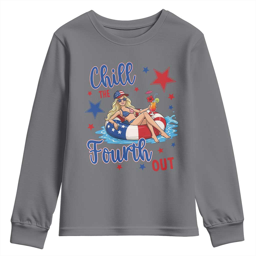 Funny Doll Face Meme 4th Of July Youth Sweatshirt Chill The Fourth Out TS12 Charcoal Print Your Wear