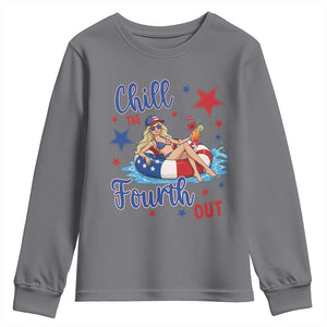 Funny Doll Face Meme 4th Of July Youth Sweatshirt Chill The Fourth Out TS12 Charcoal Print Your Wear
