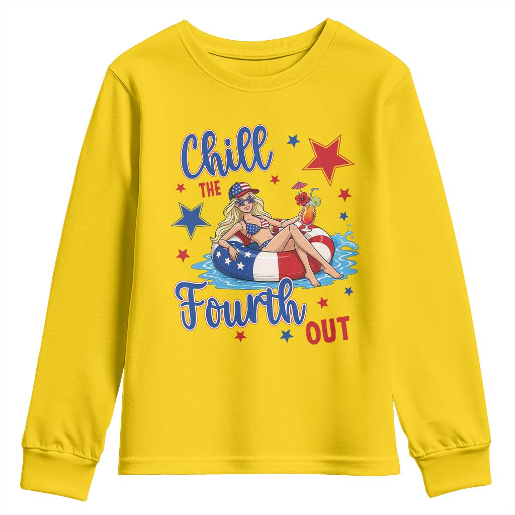 Funny Doll Face Meme 4th Of July Youth Sweatshirt Chill The Fourth Out TS12 Daisy Print Your Wear