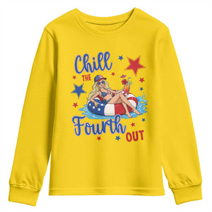 Funny Doll Face Meme 4th Of July Youth Sweatshirt Chill The Fourth Out TS12 Daisy Print Your Wear