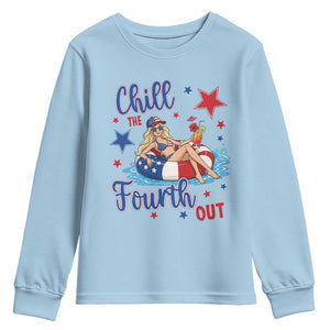 Funny Doll Face Meme 4th Of July Youth Sweatshirt Chill The Fourth Out TS12 Light Blue Print Your Wear