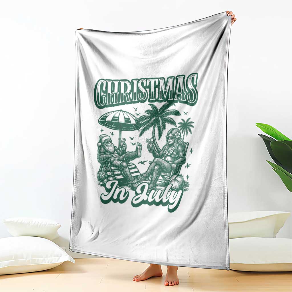 Vintage Summer Christmas Bigfoot Couple Throw Blanket Tropical Xmas Graphic TS12 Print Your Wear