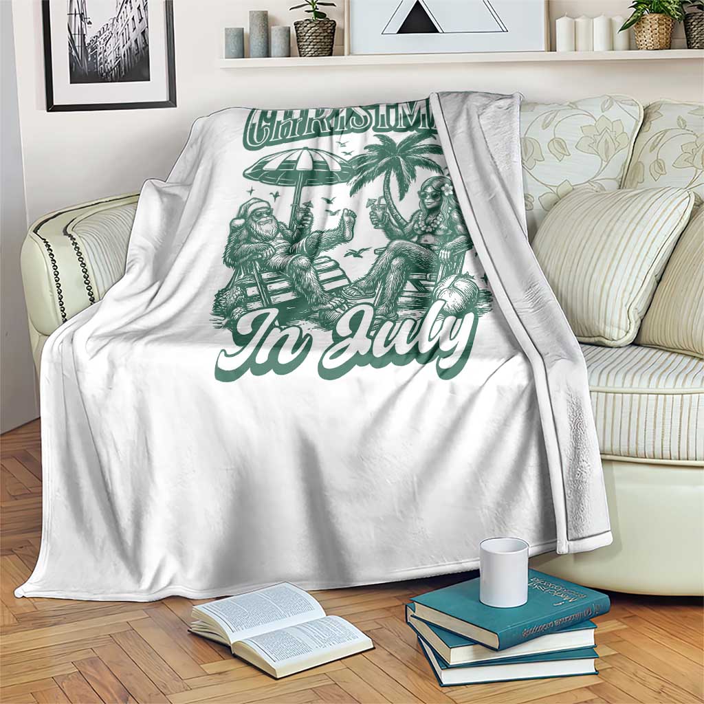 Vintage Summer Christmas Bigfoot Couple Throw Blanket Tropical Xmas Graphic TS12 Print Your Wear