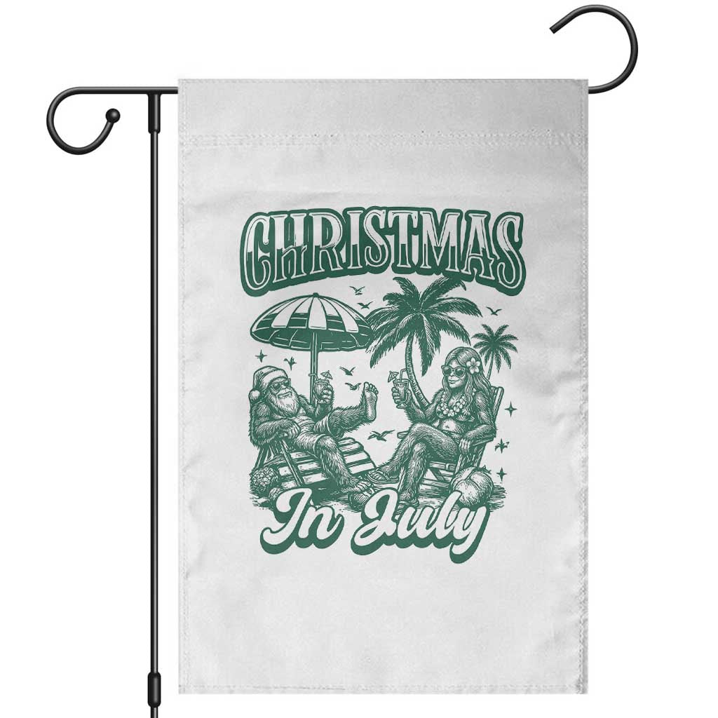 Vintage Summer Christmas Bigfoot Couple Garden Flag Tropical Xmas Graphic TS12 White Print Your Wear