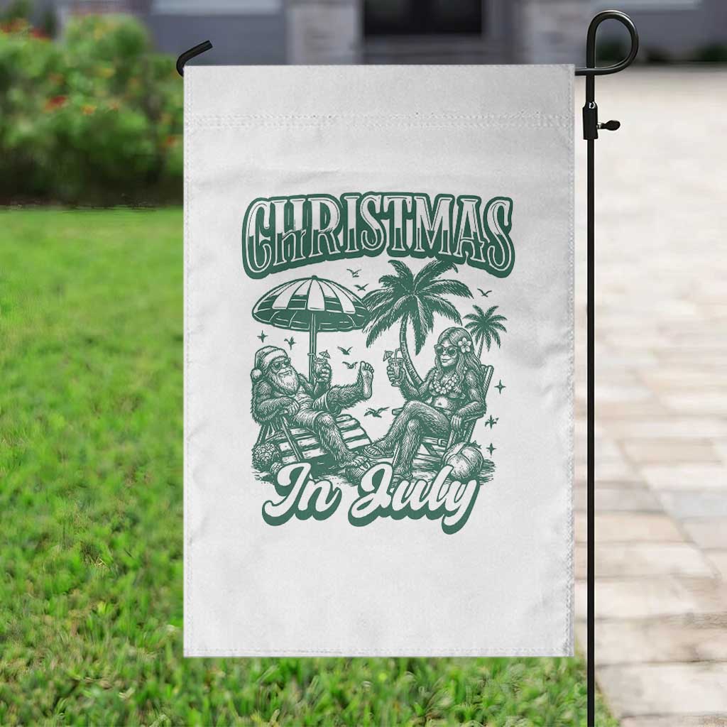Vintage Summer Christmas Bigfoot Couple Garden Flag Tropical Xmas Graphic TS12 Print Your Wear