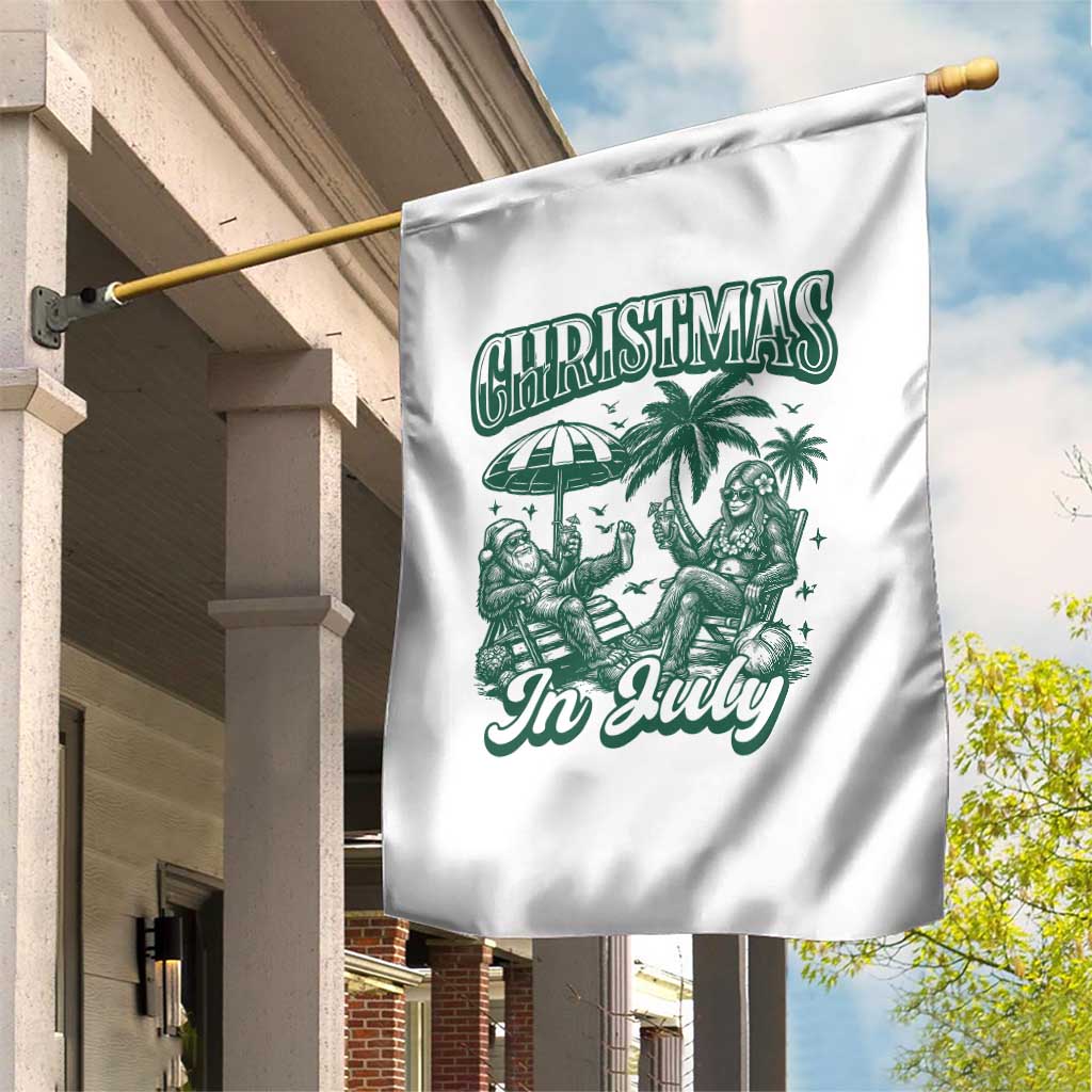Vintage Summer Christmas Bigfoot Couple Garden Flag Tropical Xmas Graphic TS12 Print Your Wear