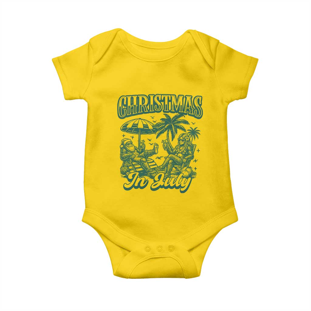 Vintage Summer Christmas Bigfoot Couple Baby Onesie Tropical Xmas Graphic TS12 Daisy Print Your Wear