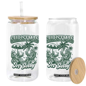 Vintage Summer Christmas Bigfoot Couple Glass Can Tropical Xmas Graphic TS12 Print Your Wear
