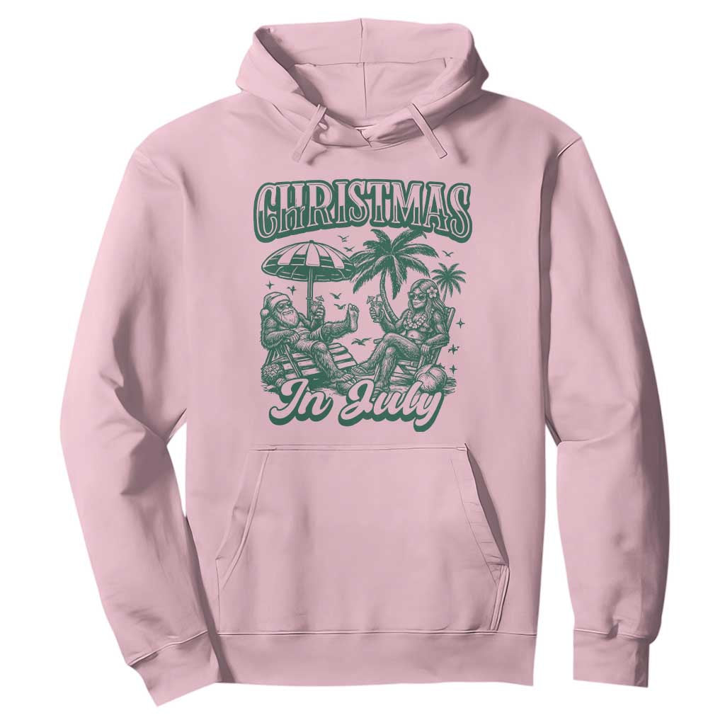 Vintage Summer Christmas Bigfoot Couple Hoodie Tropical Xmas Graphic TS12 Light Pink Print Your Wear