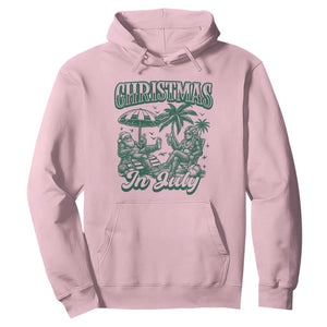 Vintage Summer Christmas Bigfoot Couple Hoodie Tropical Xmas Graphic TS12 Light Pink Print Your Wear