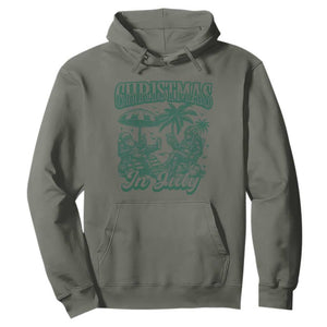 Vintage Summer Christmas Bigfoot Couple Hoodie Tropical Xmas Graphic TS12 Military Green Print Your Wear