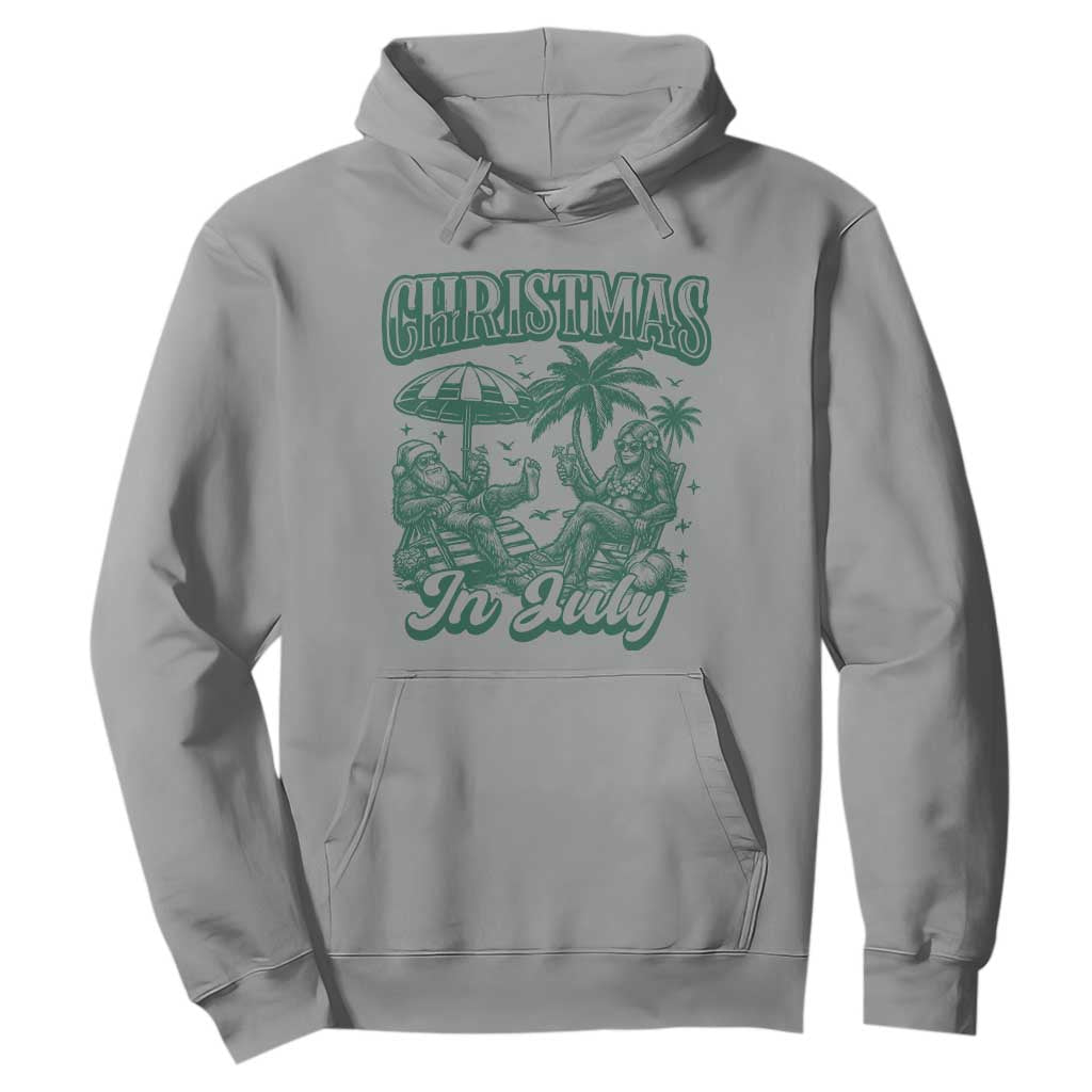 Vintage Summer Christmas Bigfoot Couple Hoodie Tropical Xmas Graphic TS12 Sport Gray Print Your Wear