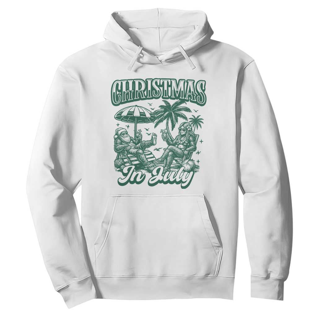 Vintage Summer Christmas Bigfoot Couple Hoodie Tropical Xmas Graphic TS12 White Print Your Wear