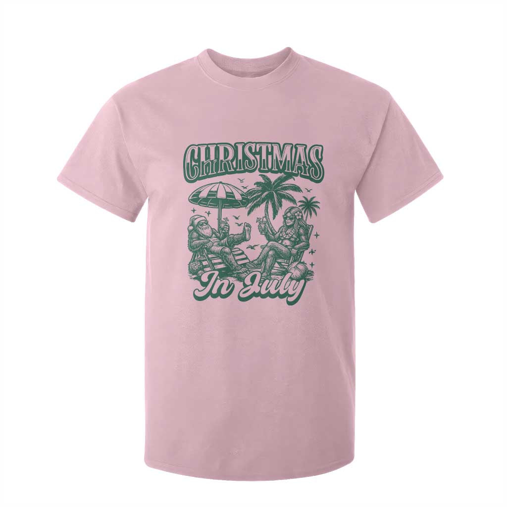 Vintage Summer Christmas Bigfoot Couple T Shirt For Kid Tropical Xmas Graphic TS12 Light Pink Print Your Wear