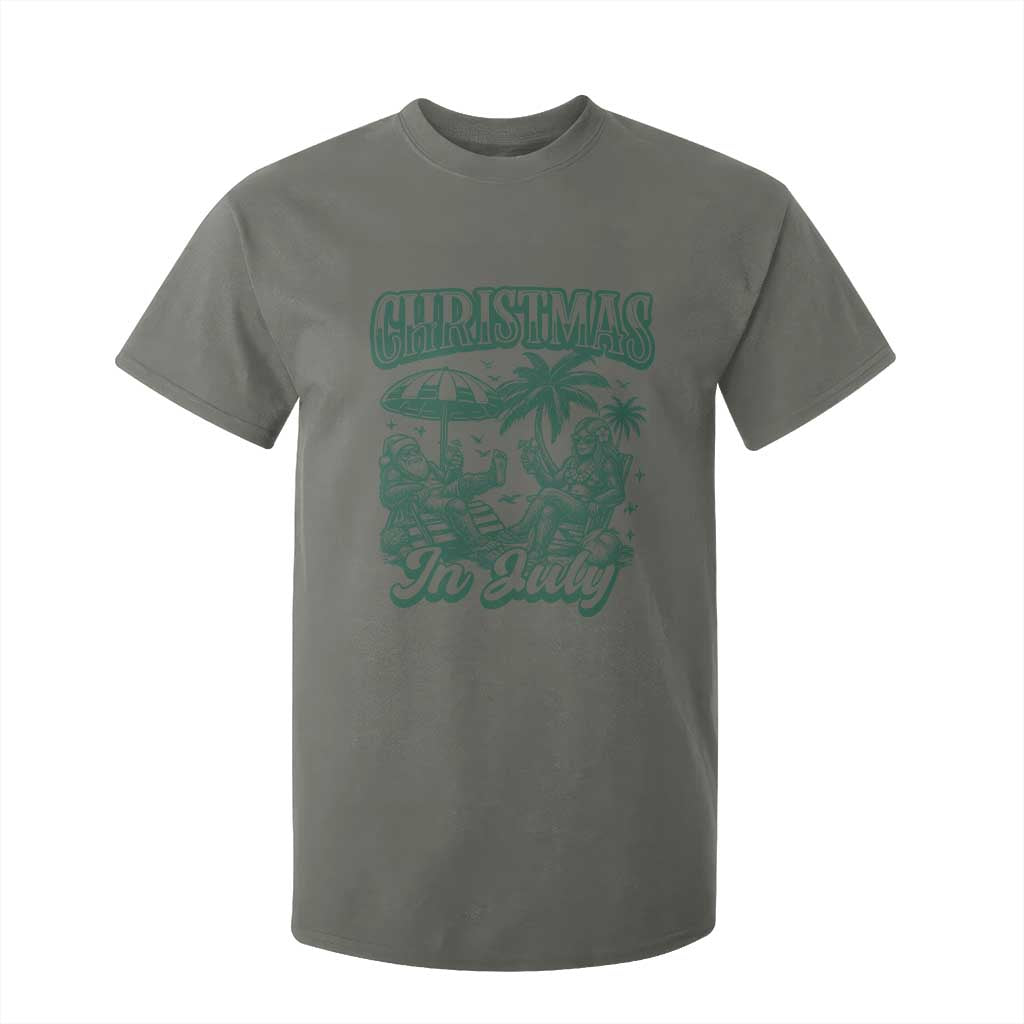 Vintage Summer Christmas Bigfoot Couple T Shirt For Kid Tropical Xmas Graphic TS12 Military Green Print Your Wear