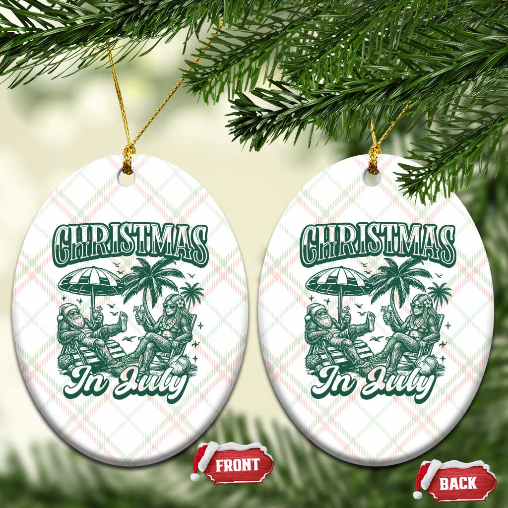 Vintage Summer Christmas Bigfoot Couple Ceramic Ornament Tropical Xmas Graphic TS12 Print Your Wear