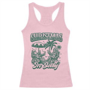 Vintage Summer Christmas Bigfoot Couple Racerback Tank Top Tropical Xmas Graphic