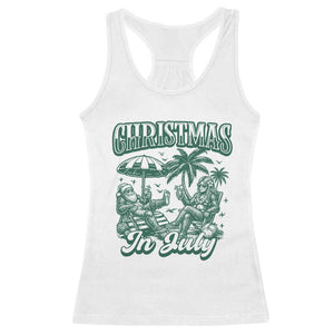 Vintage Summer Christmas Bigfoot Couple Racerback Tank Top Tropical Xmas Graphic