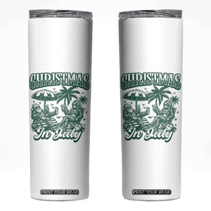 Vintage Summer Christmas Bigfoot Couple Skinny Tumbler Tropical Xmas Graphic TS12 White Print Your Wear