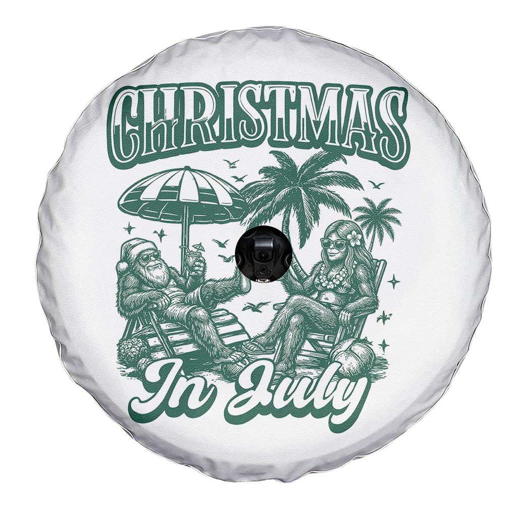 Vintage Summer Christmas Bigfoot Couple Spare Tire Cover Tropical Xmas Graphic TS12 Print Your Wear