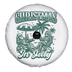 Vintage Summer Christmas Bigfoot Couple Spare Tire Cover Tropical Xmas Graphic TS12 Print Your Wear