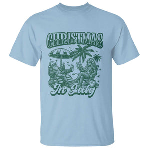 Vintage Summer Christmas Bigfoot Couple T Shirt Tropical Xmas Graphic TS12 Light Blue Print Your Wear