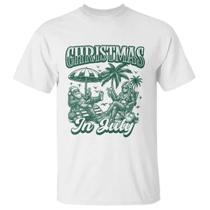 Vintage Summer Christmas Bigfoot Couple T Shirt Tropical Xmas Graphic TS12 White Print Your Wear