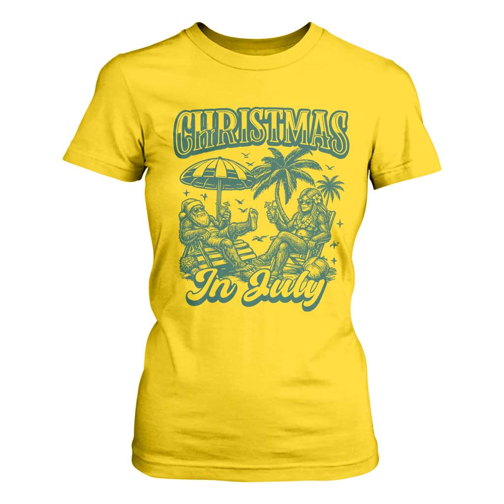 Vintage Summer Christmas Bigfoot Couple T Shirt For Women Tropical Xmas Graphic TS12 Daisy Print Your Wear