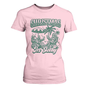 Vintage Summer Christmas Bigfoot Couple T Shirt For Women Tropical Xmas Graphic TS12 Light Pink Print Your Wear