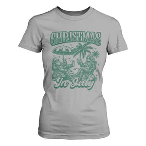 Vintage Summer Christmas Bigfoot Couple T Shirt For Women Tropical Xmas Graphic TS12 Sport Gray Print Your Wear
