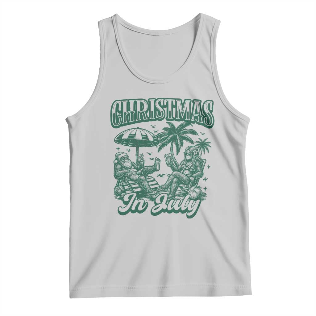 Vintage Summer Christmas Bigfoot Couple Tank Top Tropical Xmas Graphic TS12 Ash Print Your Wear