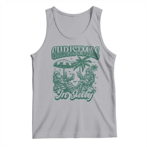 Vintage Summer Christmas Bigfoot Couple Tank Top Tropical Xmas Graphic TS12 Athletic Heather Print Your Wear