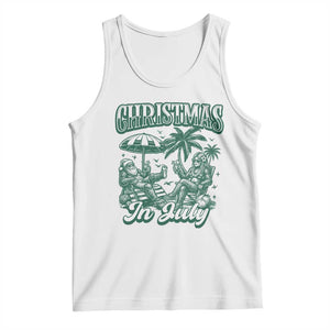 Vintage Summer Christmas Bigfoot Couple Tank Top Tropical Xmas Graphic TS12 White Print Your Wear
