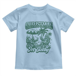 Vintage Summer Christmas Bigfoot Couple Toddler T Shirt Tropical Xmas Graphic TS12 Light Blue Print Your Wear