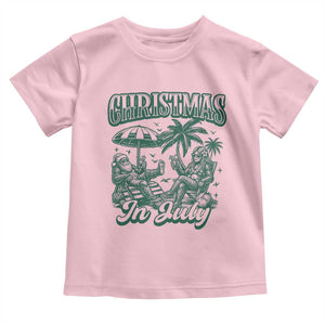 Vintage Summer Christmas Bigfoot Couple Toddler T Shirt Tropical Xmas Graphic TS12 Light Pink Print Your Wear