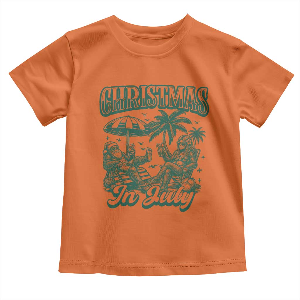 Vintage Summer Christmas Bigfoot Couple Toddler T Shirt Tropical Xmas Graphic TS12 Orange Print Your Wear