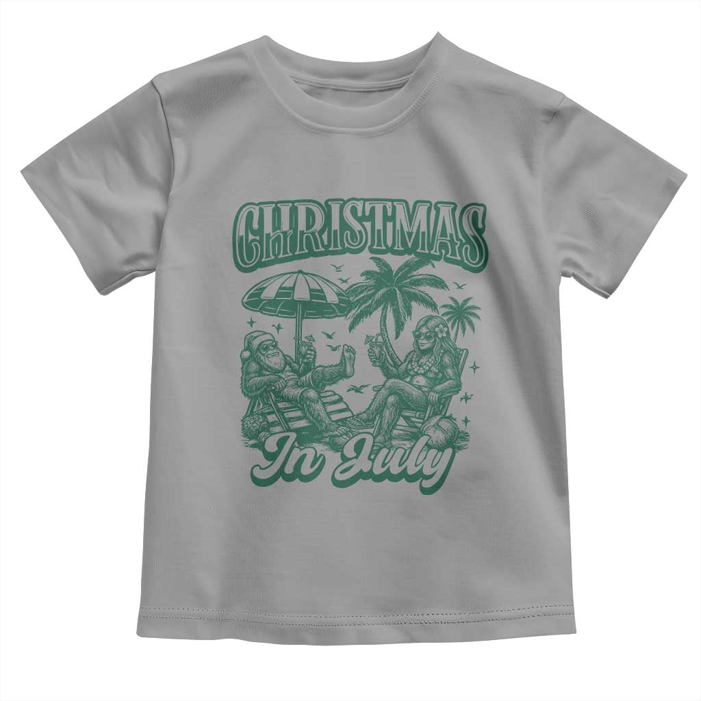 Vintage Summer Christmas Bigfoot Couple Toddler T Shirt Tropical Xmas Graphic TS12 Sport Gray Print Your Wear